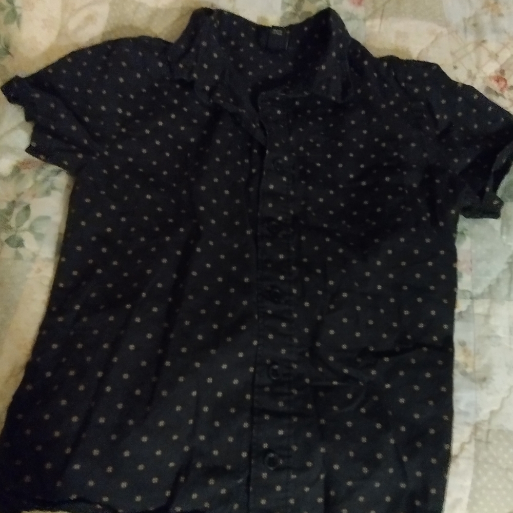 Kids Navy Blue Polka Dot Shirt